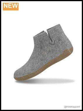 100% Sheep Wool Boot Slippers with Leather Sole - Unisex Pull-On